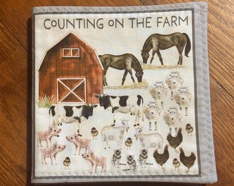 Counting Farm Animals Soft Cloth Book for Babies, Educational Fabric Toddler Book