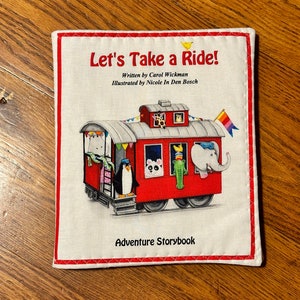 Let’s Take a Ride cloth fabric baby book, transportation fabric book, fabric book, cloth baby book, fabric baby book, animals fabric book