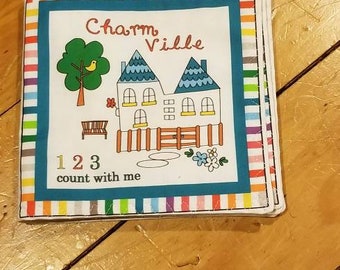 Counting and numbers cloth fabric baby book, Counting baby book, washable baby book, fabric baby book, numbers book, Charm Ville Count with