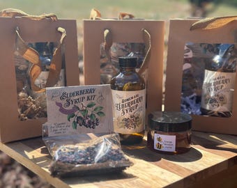DIY Elderberry Syrup Kit: Honey, Cinnamon & Ginger - Makes 8oz
