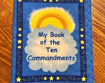 Ten Commandments Soft Book, Personalized Christian Baby Gift, religious cloth book