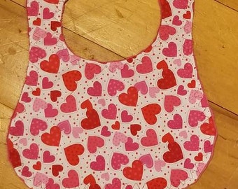 Valentine's Day Baby Bib: Hearts Cotton Bib