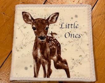 Little Ones Fabric Baby Book: Deer & Hedgehog Soft Book; personalized cloth book, embroidered kids book