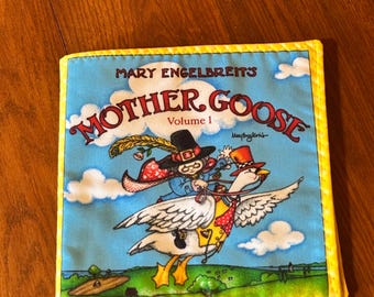 Mary Engelbreit's Mother Goose Cloth Book, cloth book panel, personalized fabric book, Volume 1 Mother Goose soft book, cloth book panel