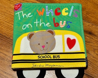 The wheels on the bus cloth fabric baby book,  wheels on the bus fabric book, fabric book, cloth baby book, fabric baby book, baby soft book