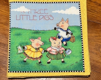 The three little pigs cloth fabric baby book,  fairytale fabric book, fabric book, cloth baby book, fabric baby book, quiet baby book, pigs