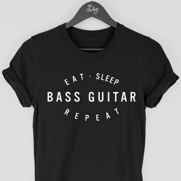 Camicia per basso, t-shirt per bassista, regalo per bassista, maglietta Eat Sleep Bass Guitar Repeat