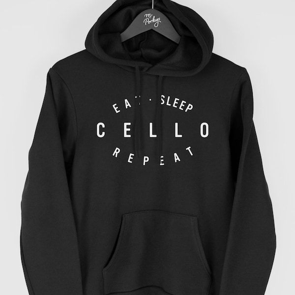 Cello Hoodie, Cello Gift, Eet Slaap Cello Hoodie Gift