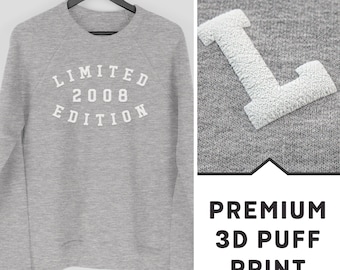 16th Birthday Sweatshirt, 2008 Jumper, 16th Birthday Gift, Limited Edition 2008 Sweatshirt with Premium 3D Puff Print by Mr Porkys™
