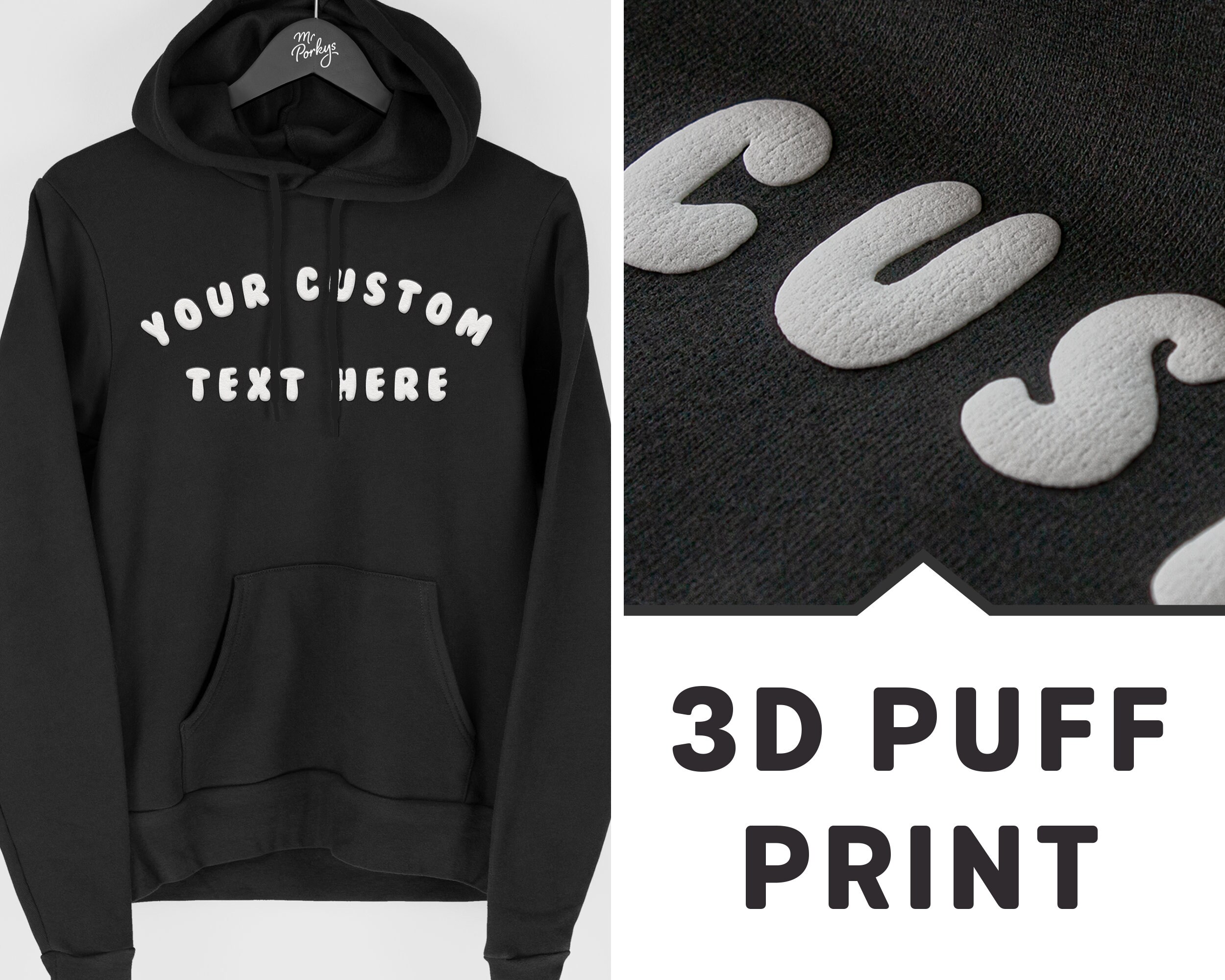 Custom Puff Print Hoodie Personalised Hooded Sweatshirt - Etsy