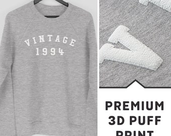 30th Birthday Sweatshirt, 1994 Jumper, 30th Birthday Gift, Vintage 1994 Sweatshirt with Premium 3D Puff Print by Mr Porkys™