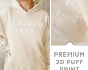 40th Birthday Hoodie for 2024 Birthdays, 1984 Sweatshirt, 40th Birthday Gift, Vintage 1984 Hoodie with Premium 3D Puff Print by Mr Porkys™