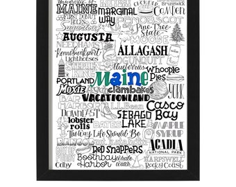 Maine Type Mashup 8 x 10 Art Print