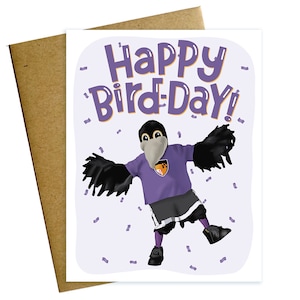 Carte d'anniversaire Happy Bird-Day Ravens de Baltimore