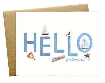 Hello from Connecticut New England Greeting Card
