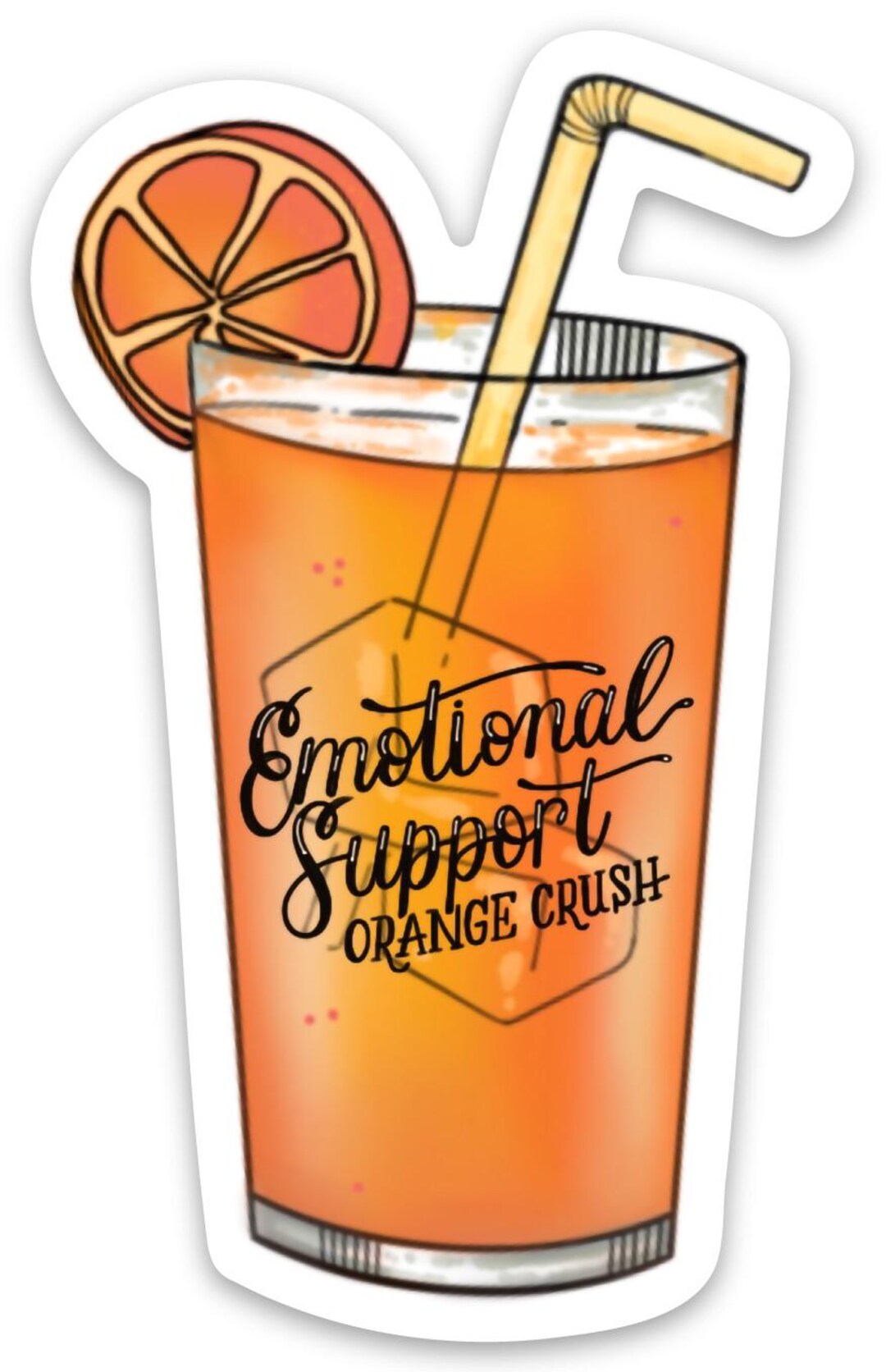 Emotional Support Orange Crush Sticker - Etsy