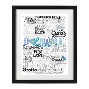 Delaware Shores Type Mashup Art Print