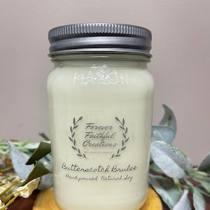 Vela de soja vertida a mano / casera / vela de 16 oz / aroma fuerte / frasco de albañil / granja / rústica / regalo para ella / decoración del hogar