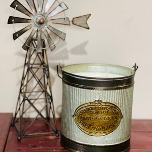 Rustic Candle/farmhouse /64 oz container candle/homemade/hand poured/natural soy/Galvanized tin/house warming/home decor/Phthalate free