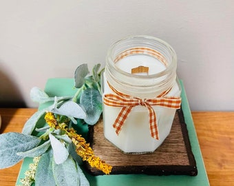 Wood wick candle /soy candle/11 oz glass jar candle