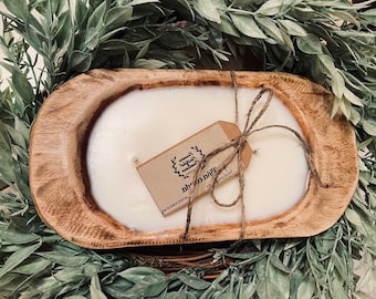 Dough Bowl Candle / 3 wick Wood Bowl Candle / Bread Bowl Candle / Pure Soy Candle / Scented Candle / Handpoured / Farmhouse Decor/homemade
