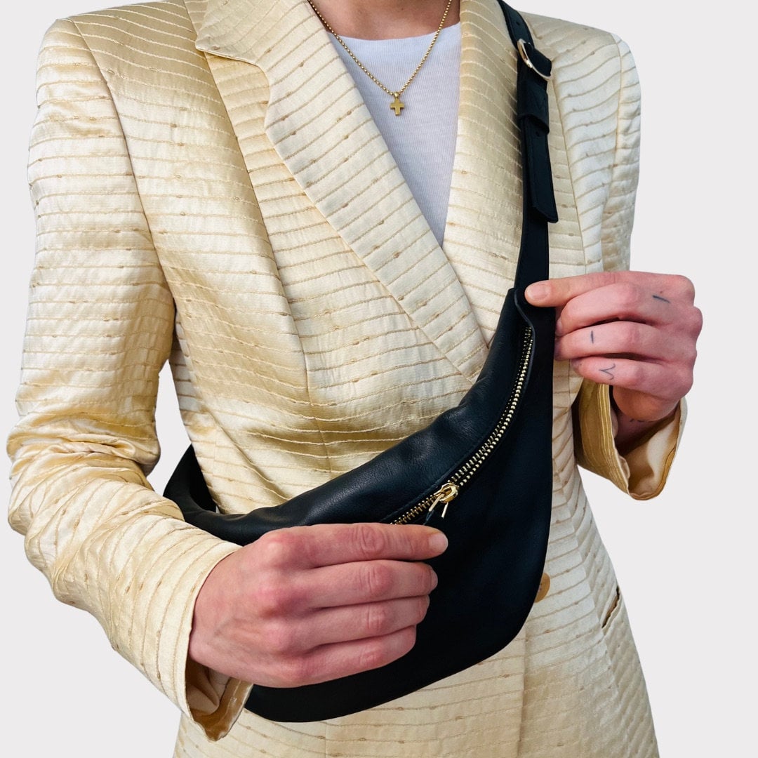 Bum Bag Mlouye Belt Bag Hip Bag Black Genuine Leather With