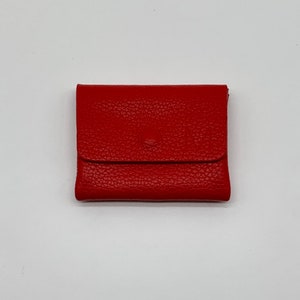 Mini Wallet genuine leather, kleines Leder Portemonnaie, Echt Leder Geldbörse, roter Ledergeldbeutel unisex, Karten und Münz Geldbeutel, premium Leather wallet red