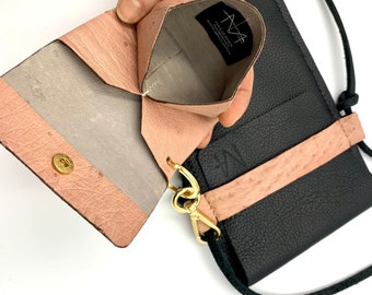 Phone bag genuine leather with money pocket and mini wallet removable, wallet, smartphone - / iPhone case, shoulder bag, handmade unicum