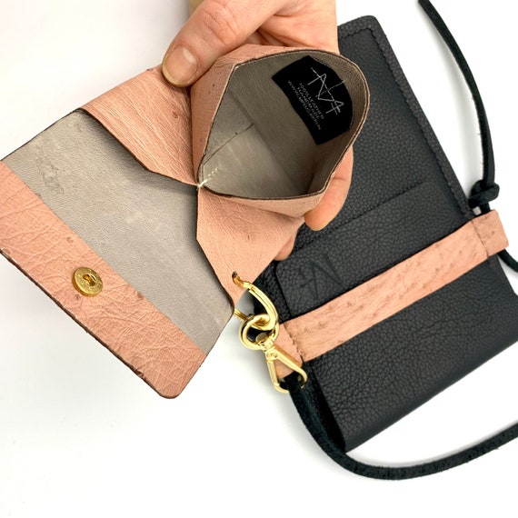 Phone Bag Genuine Leather With Money Pocket and Mini Wallet Removable Wallet Smartphone iPhone Case Shoulder Bag Handmade Unicum Etsy