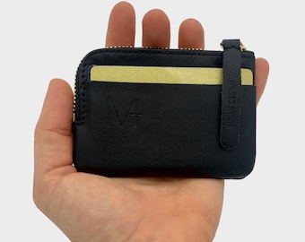 Mini zipper wallet, leather wallet, mini wallet made of genuine leather, wallet with cards and coin compartment, travel wallet