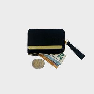 Mini Zipper Wallet, Kreditkartenetui, Mini Geldbörse aus echt Leder, Geldbeutel mit Karten und Münzfach, Karten Portemonnaie mit Münzfach