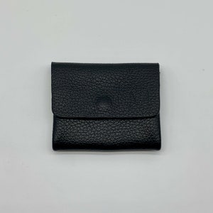 Mini Wallet genuine leather, kleines Leder Portemonnaie, Echt Leder Geldbörse, schwarzer Ledergeldbeutel unisex, Karten und Münz Geldbeutel, premium Leather wallet black