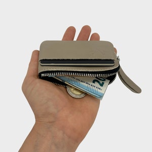 Portafoglio mini con cerniera, portafoglio piccolo in pelle, portafoglio mini in vera pelle, portafoglio con carte e scomparto per monete, porta carte in pelle