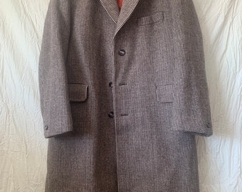 Vintage Brown Wool Coat | mid length | brown tweed | single breast | winter jacket | M L