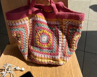 Handmade Bag, Crochet Tote Bag, Beach Bag, Crochet Tote Bag, Retro Bag, Hippie Bag, Afghan Bag, Boho Bag, Vintage Style, Gift for Her