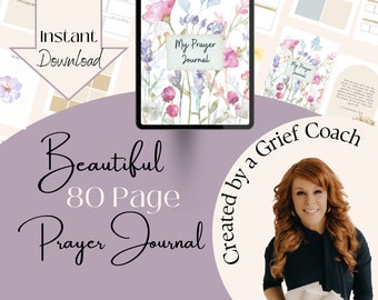 Womens Wildflower Watercolor Prayer Journal Gratitude Journal Mother's day Planner, Daily Prayer Planner, Devotional Planner Christian Gift