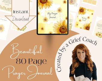 Womens Sunflower Sunshine Prayer Journal Gratitude Journal Mother's day Planner, Daily Prayer Planner, Devotional Planner Christian Gift