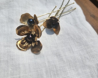 Gold Flower Bridal Hair Pins Wedding Hair Accessories Set for Bride Bridesmaids Floral Bridal Hair Jewelry Gotic Rock Pirate Bridal hair