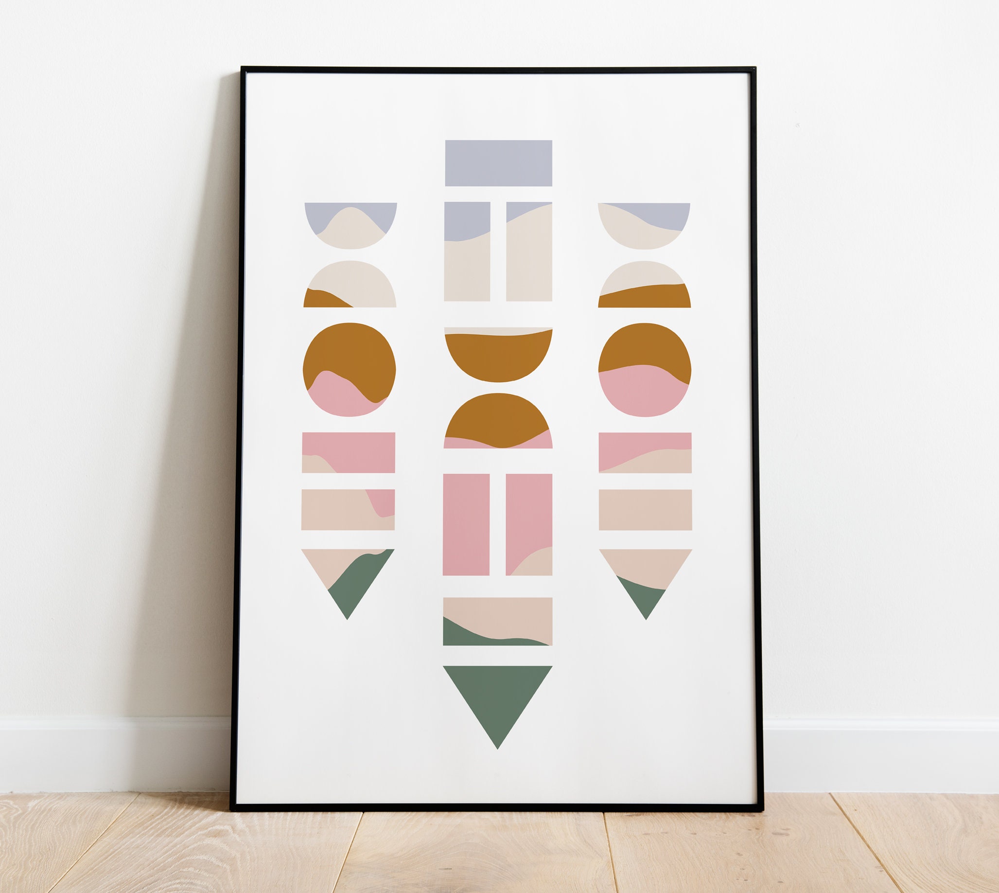 Geometric Abstract Shapes Printable Art Print - Midcentury Modern Boho ...