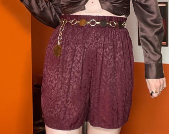 vintage 90s burgundy floral high waisted shorts