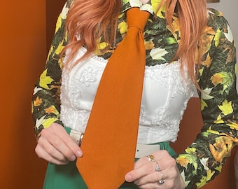 Corbata vintage de los años 70, color naranja liso, de Michelsons of London, elegante accesorio unisex.