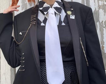 Accesorio de corbata unisex elegante, blanco, liso, vintage, de los años 90