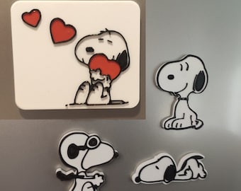 4x Magnet Snoopy, fan art,  Fridge Magnet, Snoopy Magnet, Comics magnet, Snoopy fan art