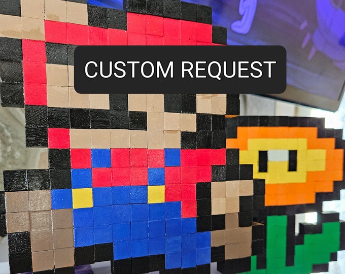 Custom Request Wood Pixel Art, gift, Fathers day, game room, 8 bit pixel