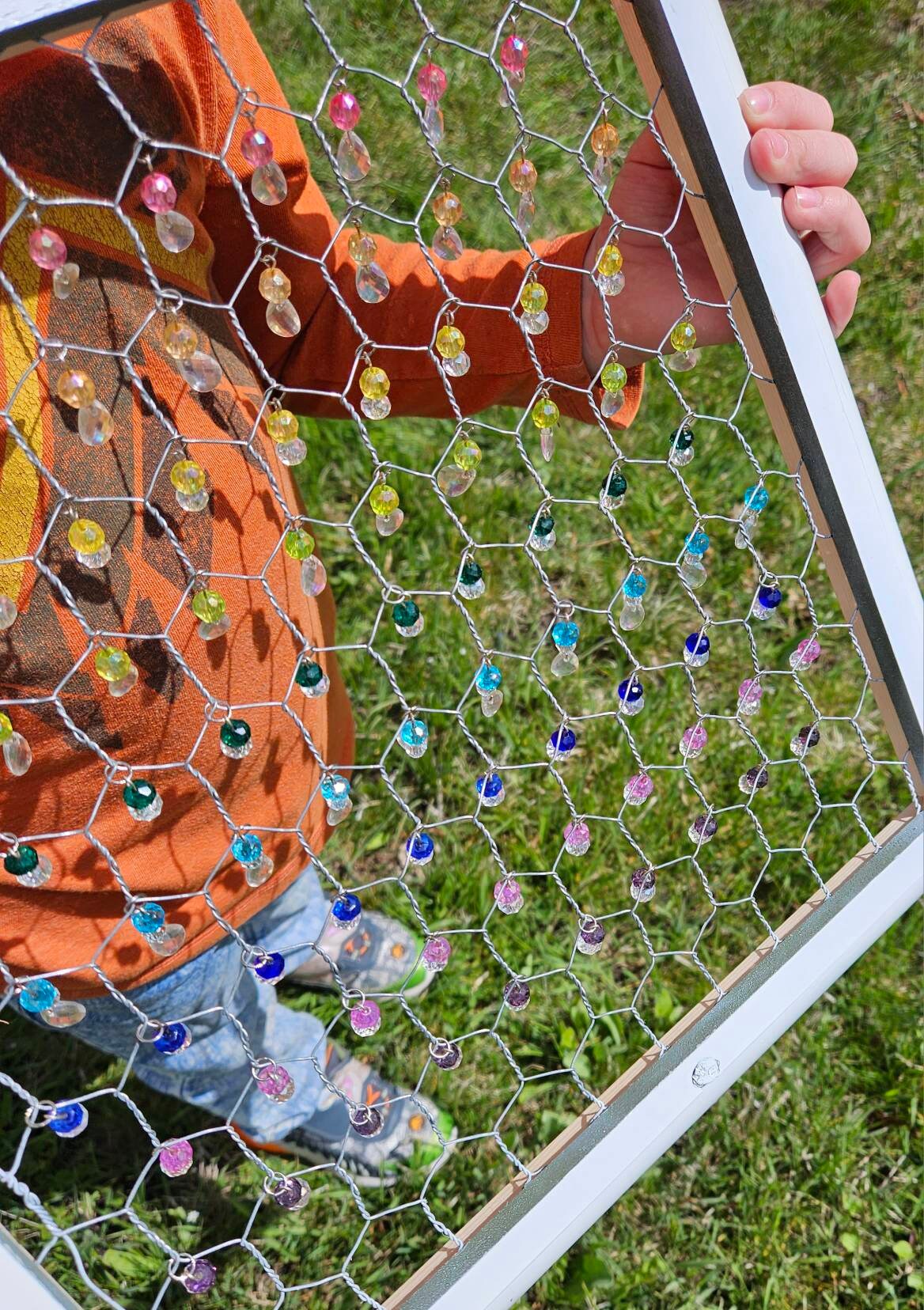 Rainbows Beaded Suncatcher Window Hanging Upcycled Etsy