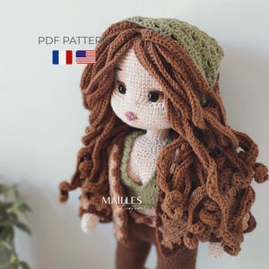 Modèle de poupée au crochet, vintage avec des formes 40cm,  @maillesetcoton Amigurumi, PDF en  français, anglais us.