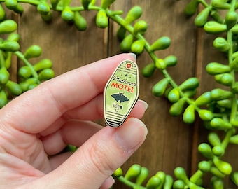 Mothman Motel Gold Hard Enamel Retro Style Pin // Cryptid Cryptozoology Spooky Motel Key Pin