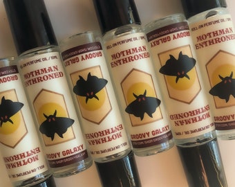 Mothman Enthroned Roll On Perfume Oil / Cryptid Perfume, Weird Funky Unique Spooky Art History Medieval Renaissance Incense Fragrance