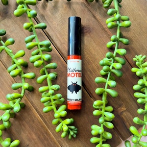 May include: A red lip gloss tube with a black cap and a white label that says "Mothman Motel" and "Groovy Galaxy". The label also features a black and white illustration of a moth.