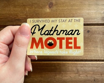 Mothman Motel Magnet - Cryptid Art Magnet // Moth Witchy Retro Spooky Monster Horror Graphic